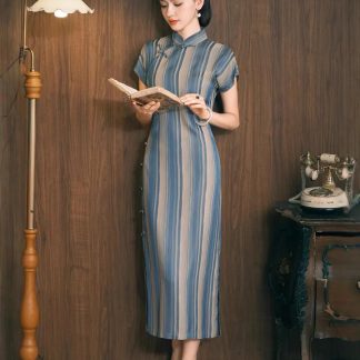 Retro striped cheongsam
