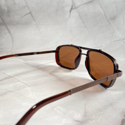 Retro Square Frame Double Bridge Sunglasses - Image 8