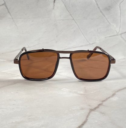 Retro Square Frame Double Bridge Sunglasses - Image 5