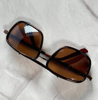 Retro Square Frame Double Bridge Sunglasses - Image 2