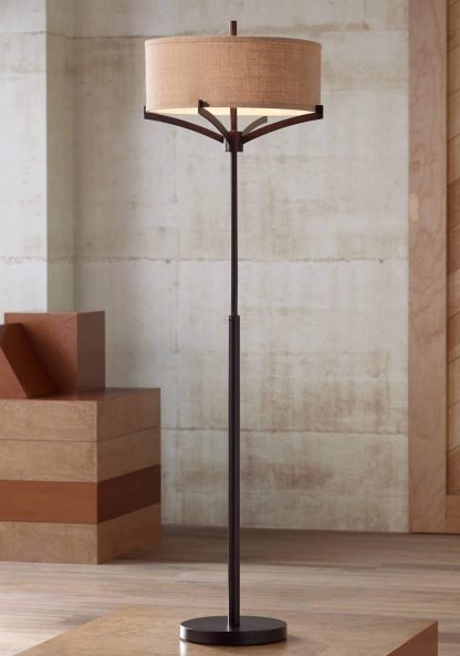 Modern simple style fabric lampshade floor lamp