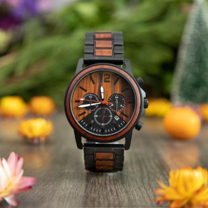 Wooden splicing multifunctional quartz watch - Image 7