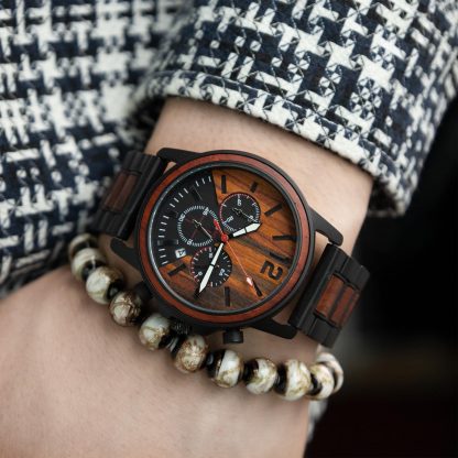 Wooden splicing multifunctional quartz watch - Image 6