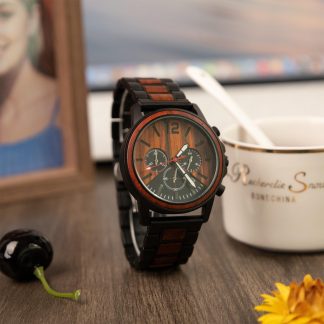 Wooden splicing multifunctional quartz watch
