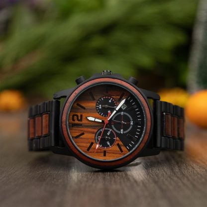 Wooden splicing multifunctional quartz watch - Image 3