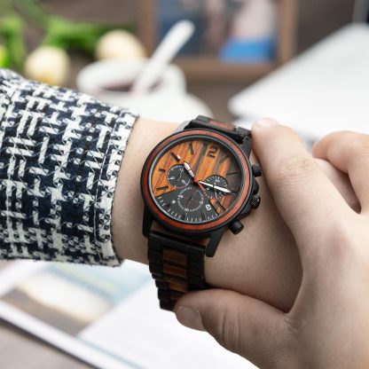 Wooden splicing multifunctional quartz watch - Image 2