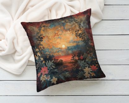 Retro oil painting sunset pillow - Image 6