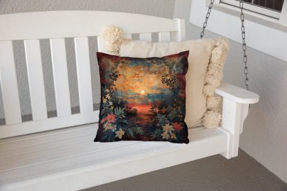 Retro oil painting sunset pillow - Image 3