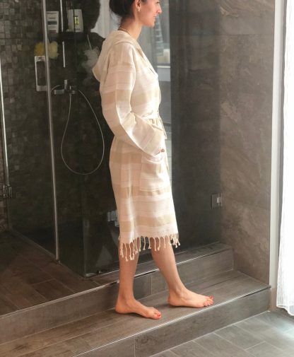 Natural linen bathrobe - Image 2