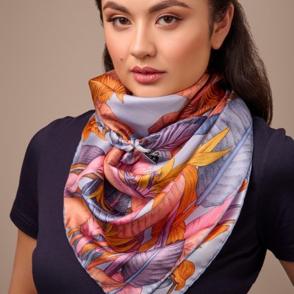 Flower and leaf collection silk scarf - Image 7