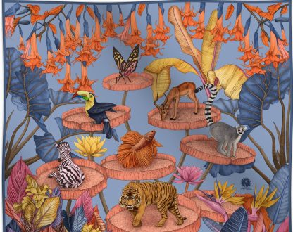 Flower and leaf collection silk scarf - Image 6