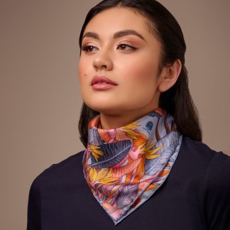 Flower and leaf collection silk scarf