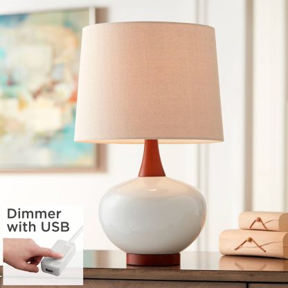 Ceramic Solid Wood USB Desk Lamp - Image 6