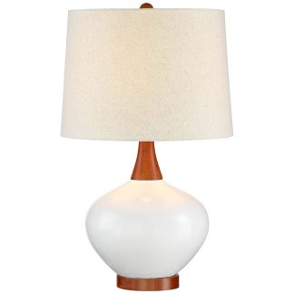 Ceramic Solid Wood USB Desk Lamp