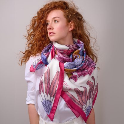 Tropical Flower Silk Square Scarf - Image 7