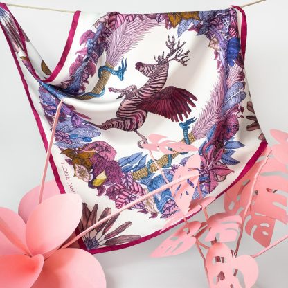 Tropical Flower Silk Square Scarf - Image 3