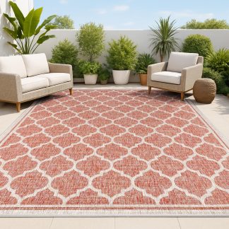 Moroccan Geometric Outdoor Woven Rug