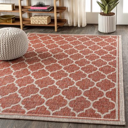 Moroccan Geometric Outdoor Woven Rug - Image 7
