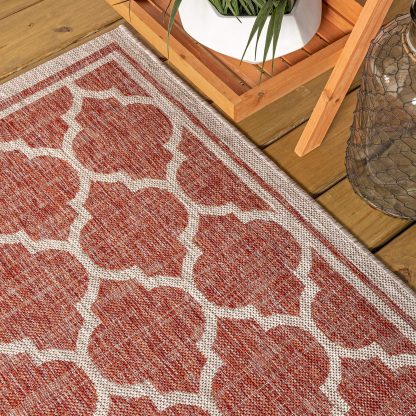 Moroccan Geometric Outdoor Woven Rug - Image 3