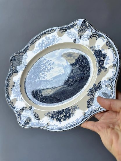Vintage blue and white landscape porcelain plate - Image 5