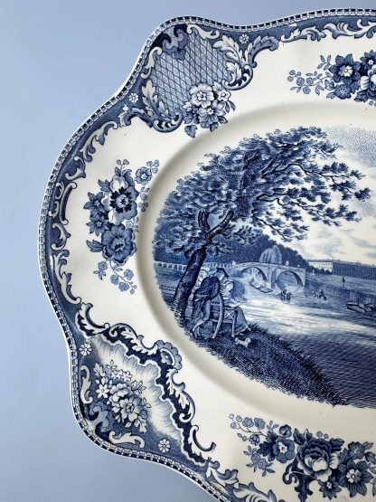 Vintage blue and white landscape porcelain plate - Image 3