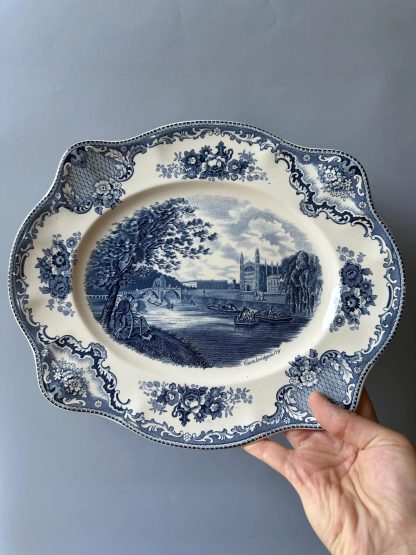 Vintage blue and white landscape porcelain plate - Image 2