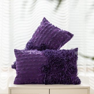 Purple 3D Flower Cluster Pillowcase