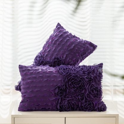 Purple 3D Flower Cluster Pillowcase