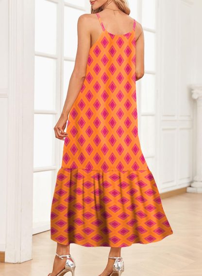 Bohemian diamond print sleeveless maxi dress - Image 6