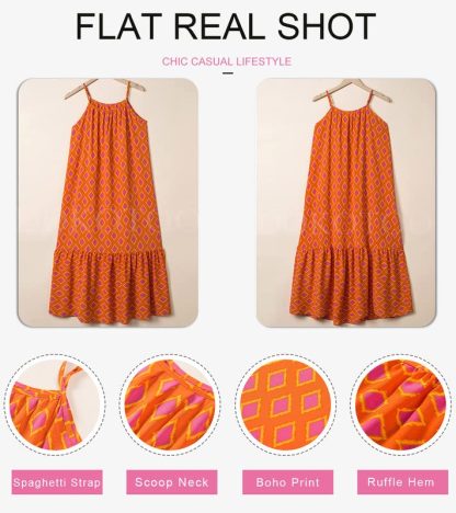 Bohemian diamond print sleeveless maxi dress - Image 3