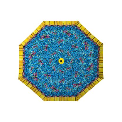 Dragonfly colored glass folding umbrella