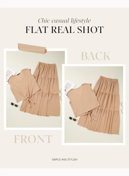 Resort Style V Neck Sleeveless Tie Slit Dress - Image 2
