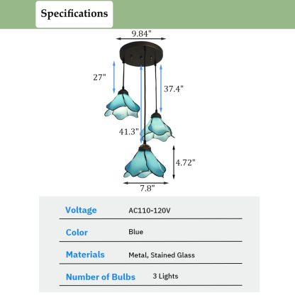 Tiffany style three-petal chandelier - Image 7