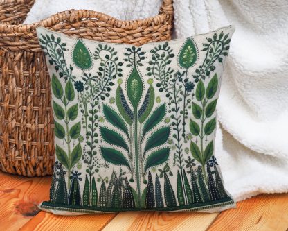 Green plant pattern pillow - Image 4