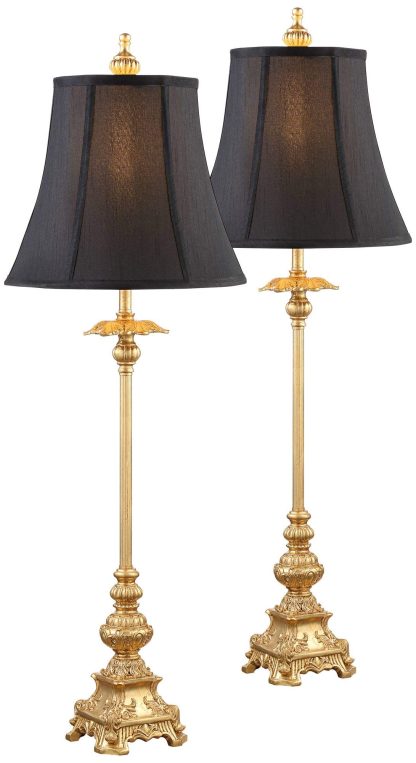 Black gold luxury carved table lamp - Image 7