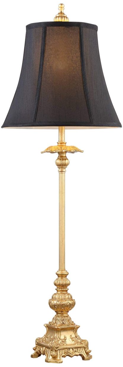 Black gold luxury carved table lamp - Image 4