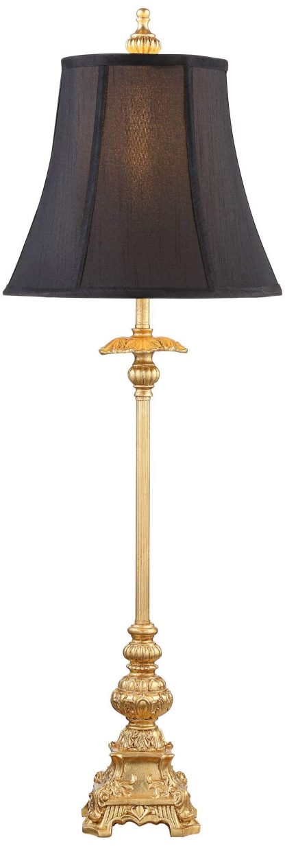 Black gold luxury carved table lamp