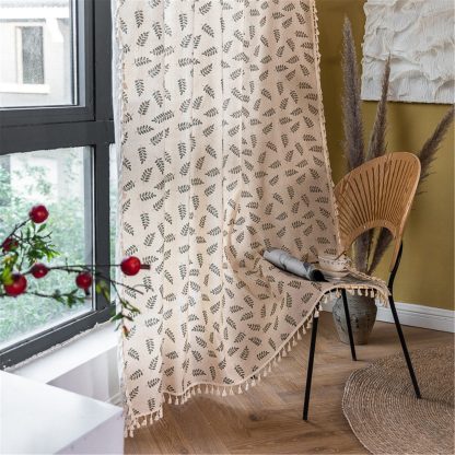 Leaf pattern tassel curtains - Image 3