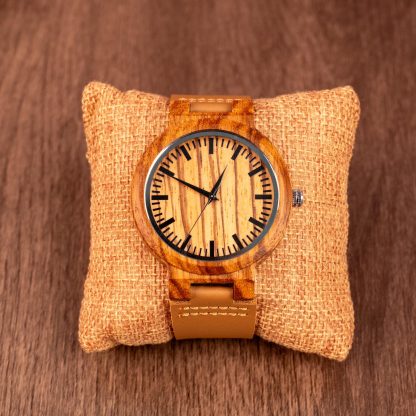 Wooden Dial Leather Strap Watch - Image 4