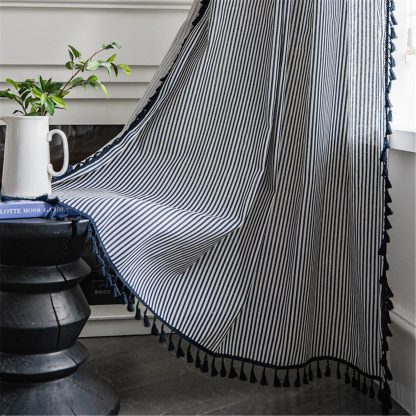 Simple striped tassel curtains - Image 6