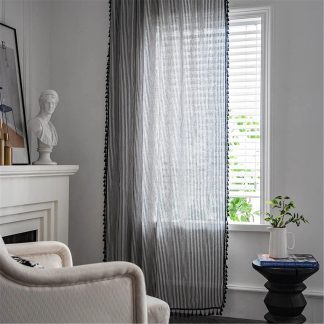 Simple striped tassel curtains