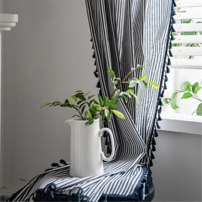 Simple striped tassel curtains - Image 2