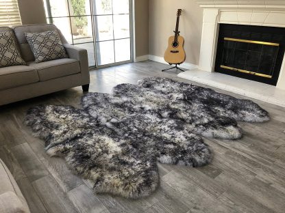 Mottled Gray Faux Sheepskin Rug - Image 3