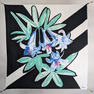 Artistic floral silk scarf