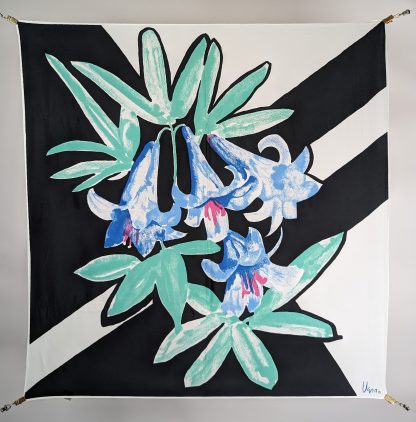 Artistic floral silk scarf