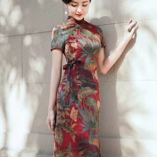 Retro Printed Modified Cheongsam