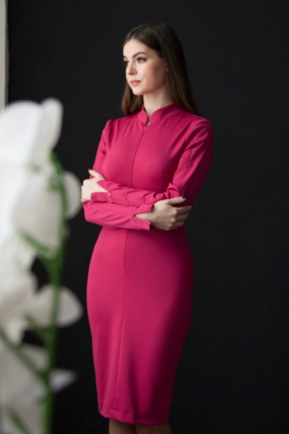 Rose red slim dress - Image 4