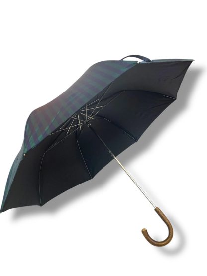 Retro checkered wooden handle umbrella