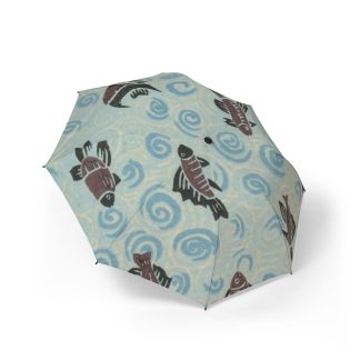 Fish Playing in the Waves Folding Umbrella