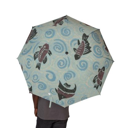Fish Playing in the Waves Folding Umbrella - Image 4